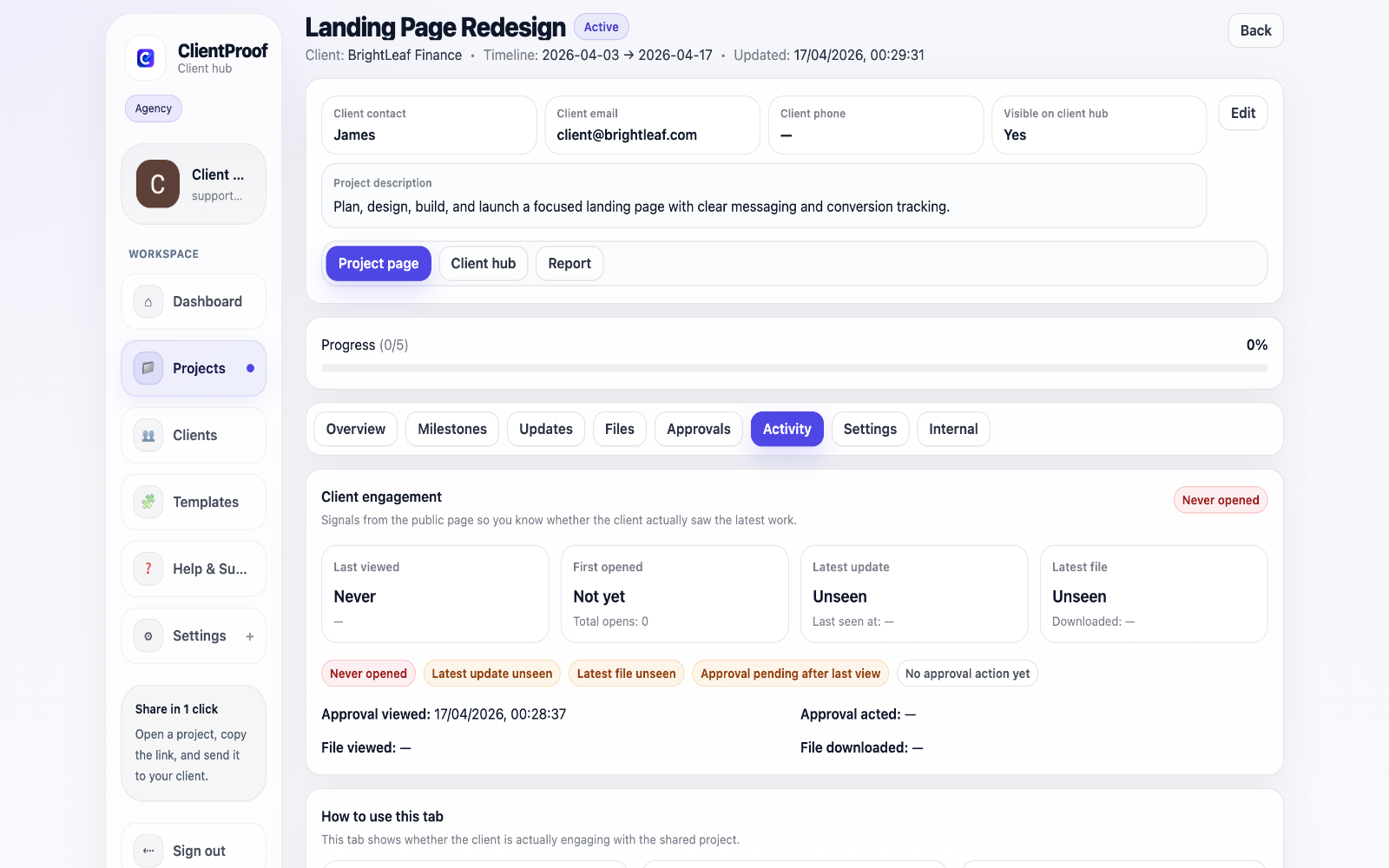 Activity feed