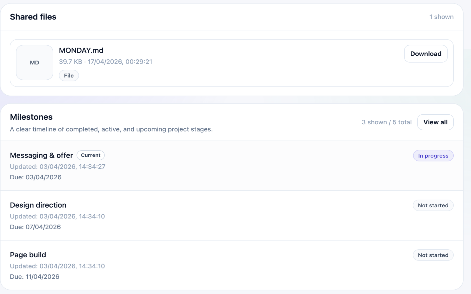 Public project page three